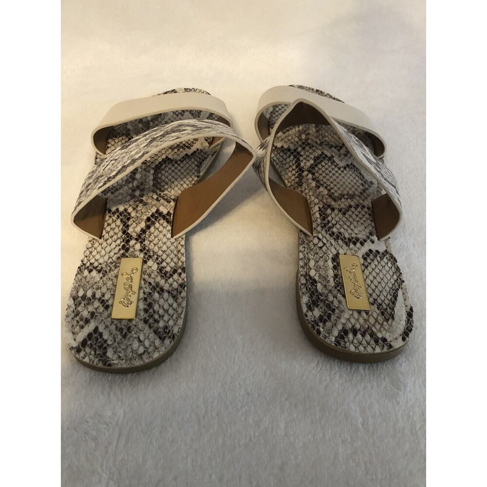 Qupid Womens Sandal Size 9 Double Strap Slide Animal Print Flat Cottagecore Mule - Picture 5 of 10